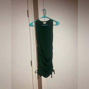 Green short scrunch on the side dress